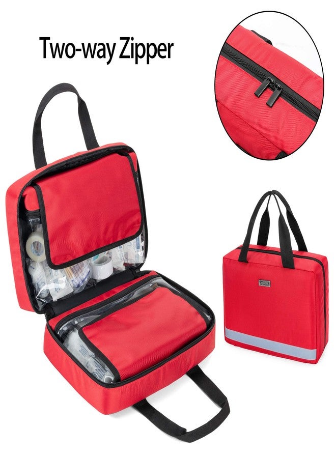 Trunab Small First Aid Kit Bag Empty Portable Emergency Kits Trauma Bag, Ideal for Car, Home, Camping and Hiking, Red Bag Only - Image 3